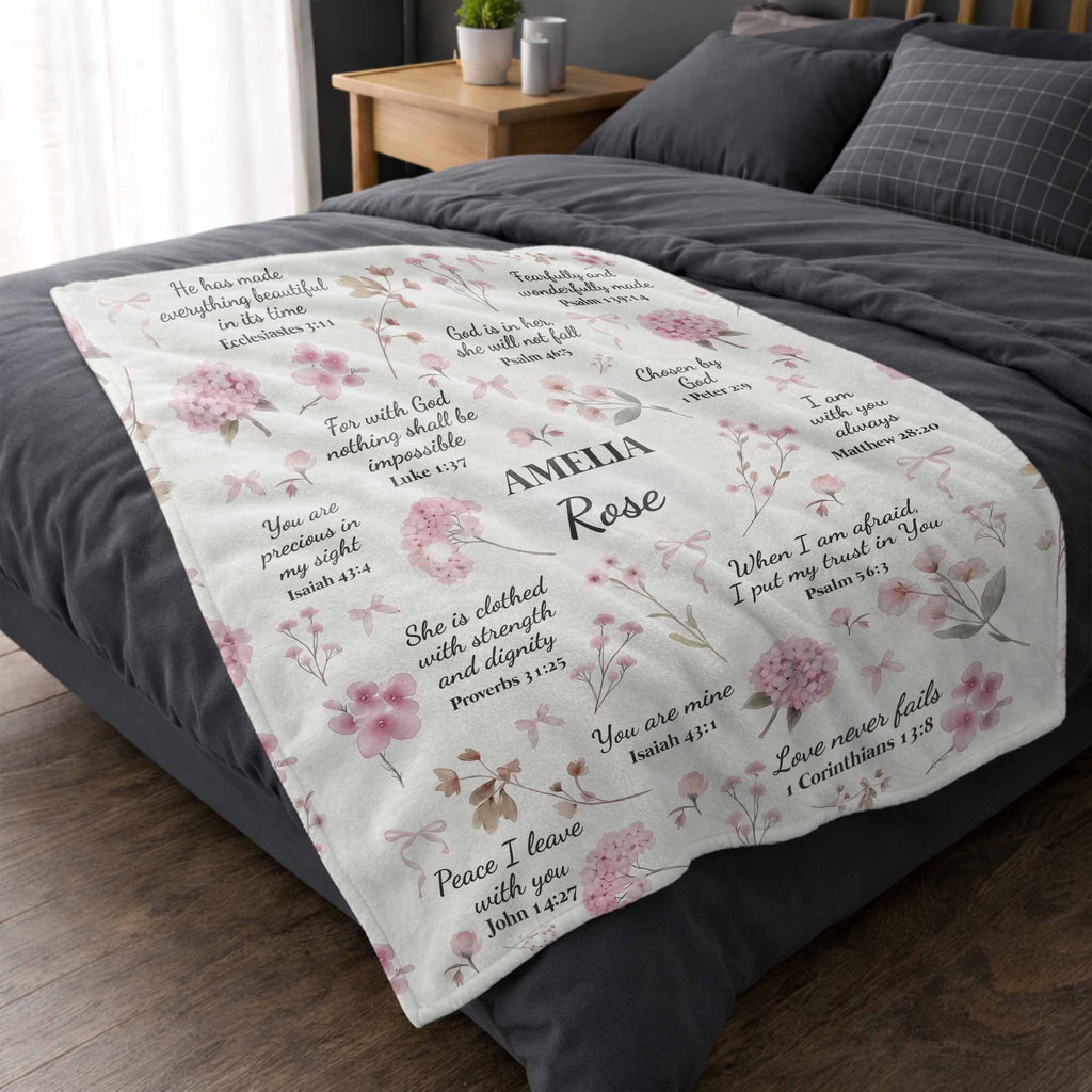 Personalized Fleece Blanket Custom Name Bible Verse Gift Blanket GradoCreations