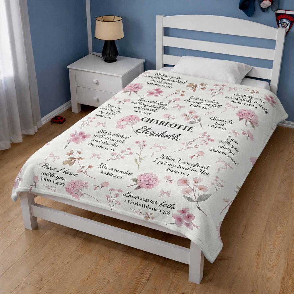 Personalized Fleece Blanket Custom Name Bible Verse Gift Blanket GradoCreations