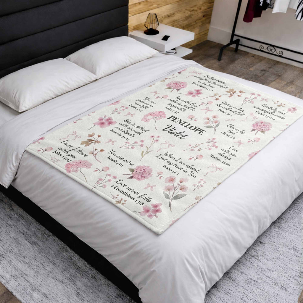 Personalized Fleece Blanket Custom Name Bible Verse Gift Blanket GradoCreations