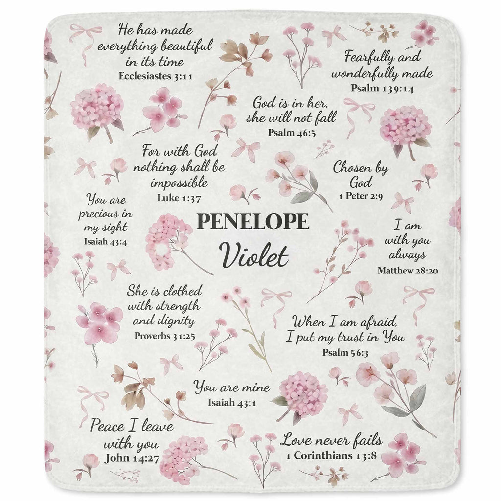 Personalized Fleece Blanket Custom Name Bible Verse Gift Blanket GradoCreations