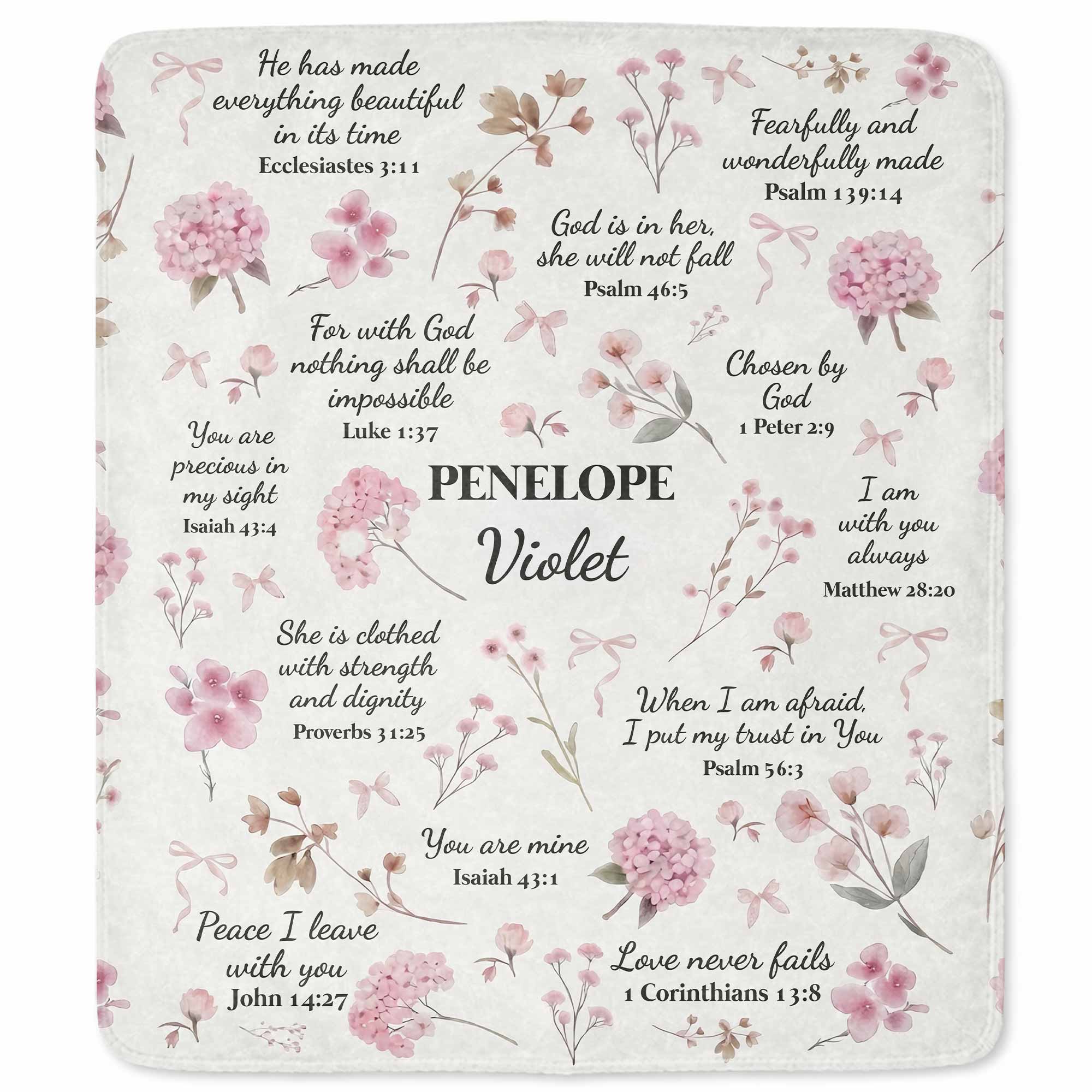 Personalized Fleece Blanket Custom Name Bible Verse Gift Blanket GradoCreations