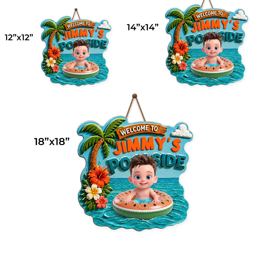 Personalized Custom Shaped Wood Sign Tropical Flower Poolside Decor Wood Sign GradoCreations