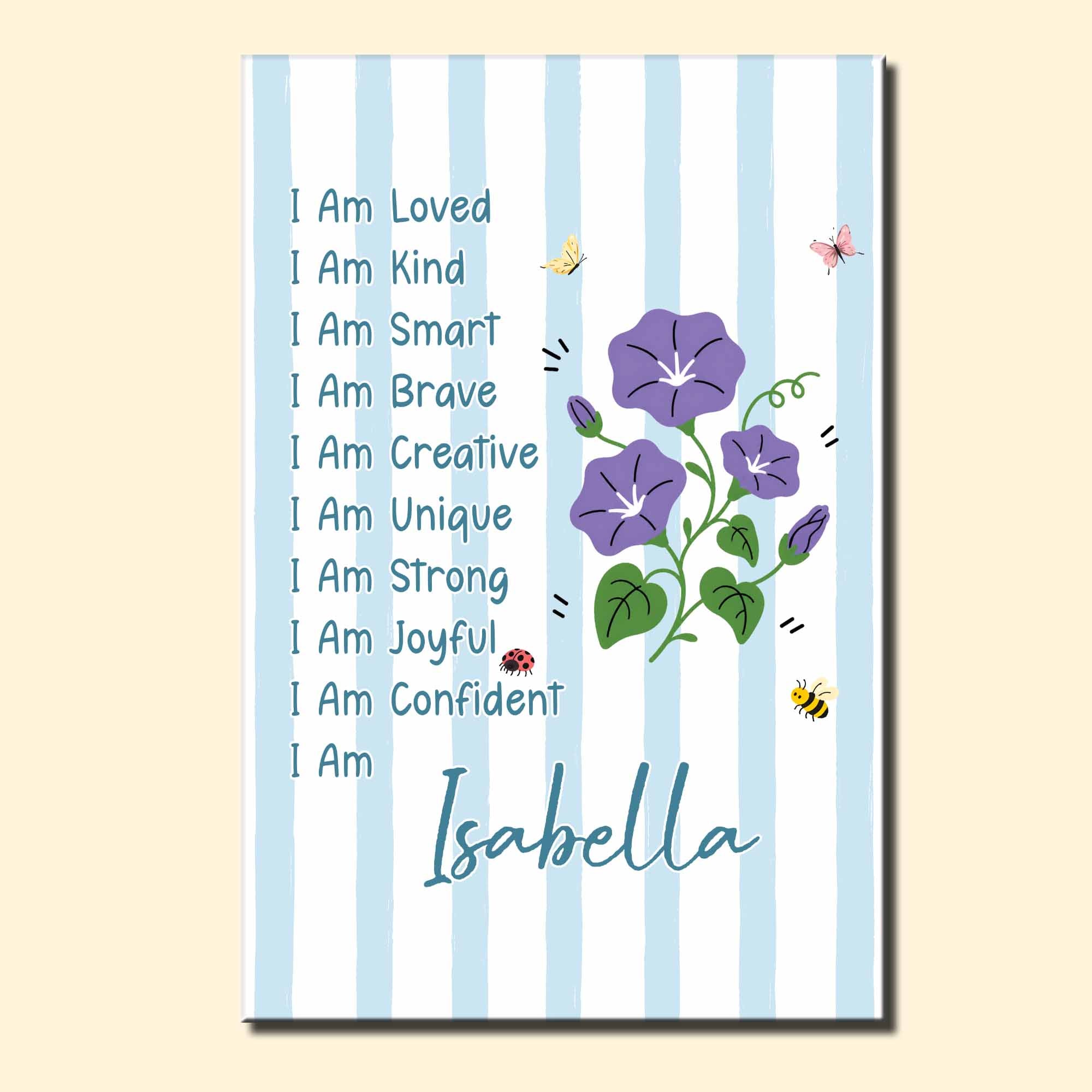 Personalized Affirmation Poster with Birth Month Flowers for Kids