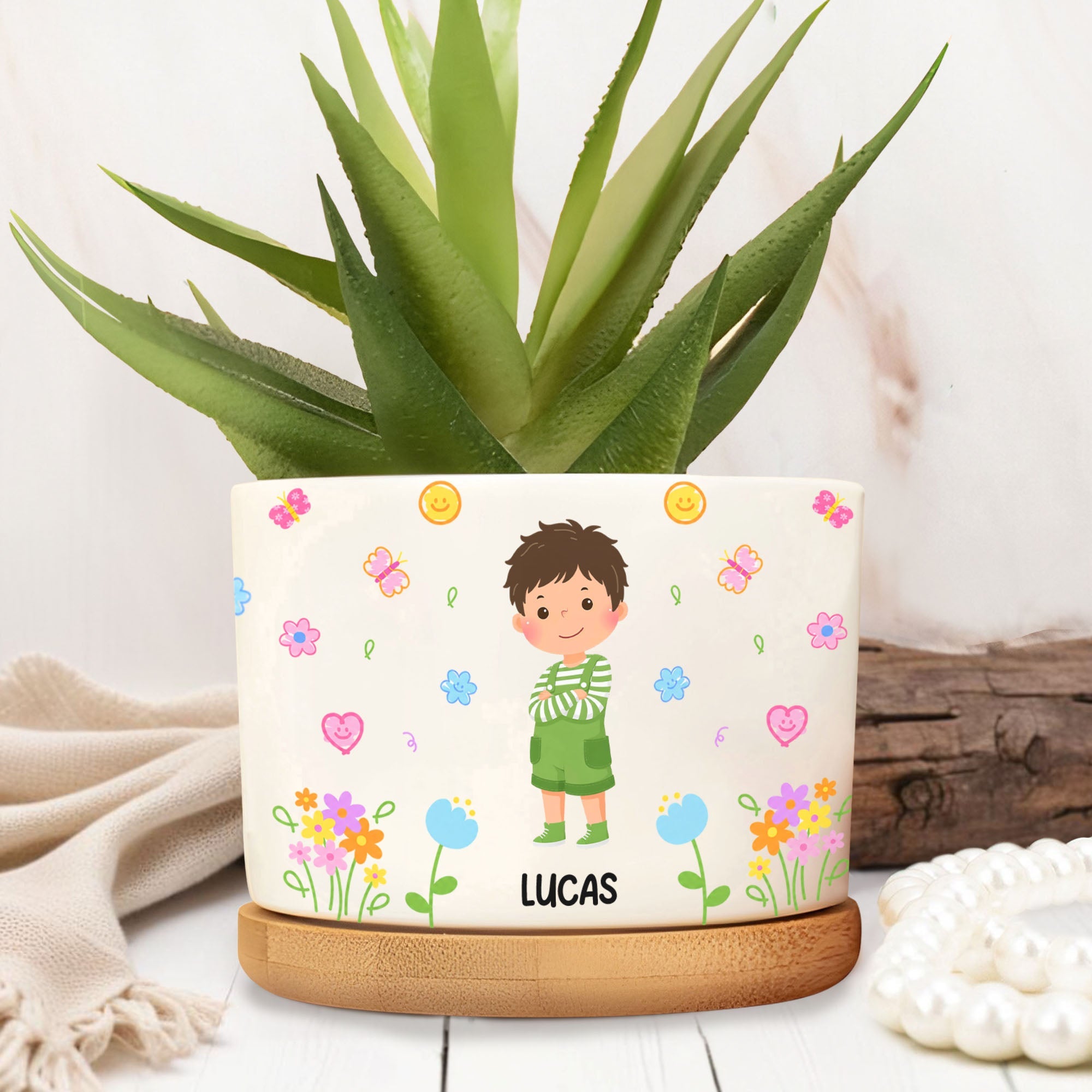 Personalized Ceramic Plant Pot Custom Name Kids Gift for Gardening Ceramic Plant Pot GradoCreations