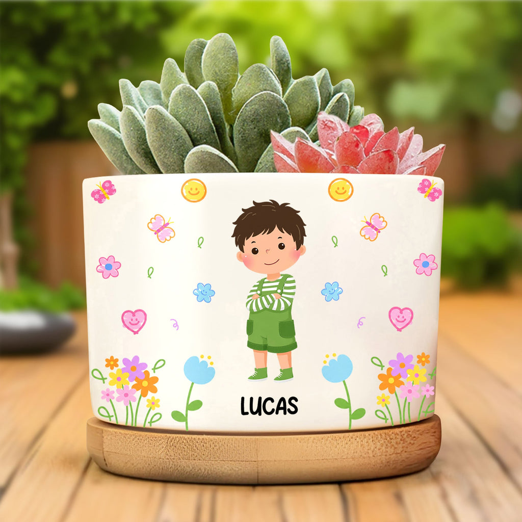 Personalized Ceramic Plant Pot Custom Name Kids Gift for Gardening Ceramic Plant Pot GradoCreations