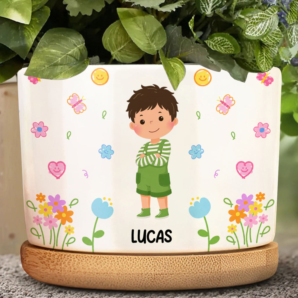 Personalized Ceramic Plant Pot Custom Name Kids Gift for Gardening Ceramic Plant Pot GradoCreations