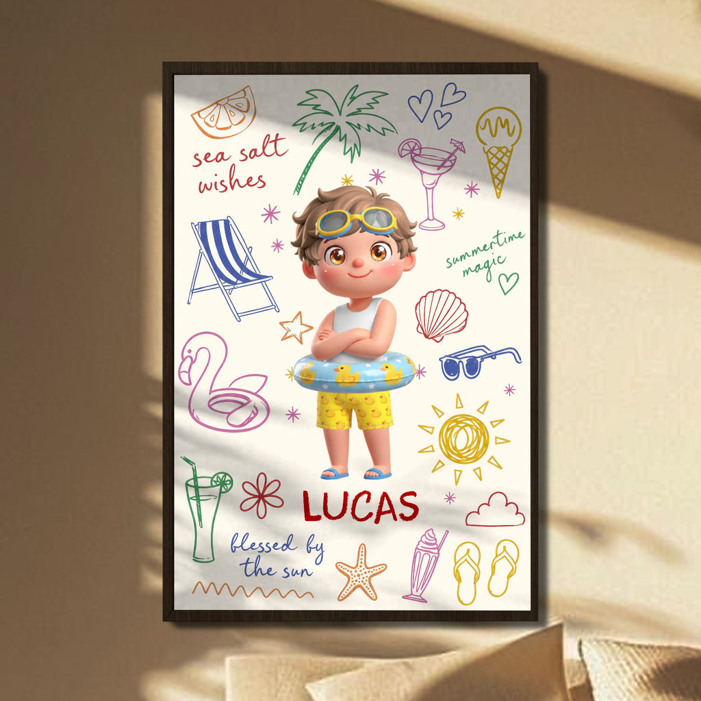 Personalized Coastal Kids Art Custom Name Vertical Poster Poster GradoCreations