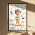 Personalized Coastal Kids Art Custom Name Vertical Poster Poster GradoCreations