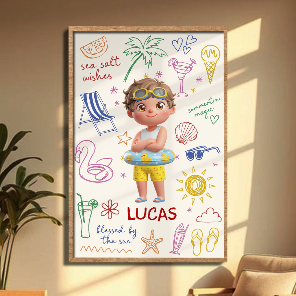 Personalized Coastal Kids Art Custom Name Vertical Poster Poster GradoCreations