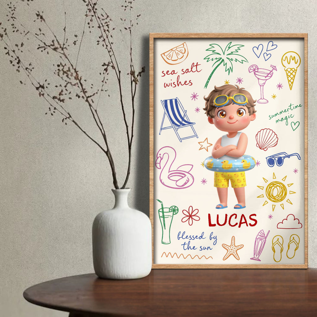 Personalized Coastal Kids Art Custom Name Vertical Poster Poster GradoCreations