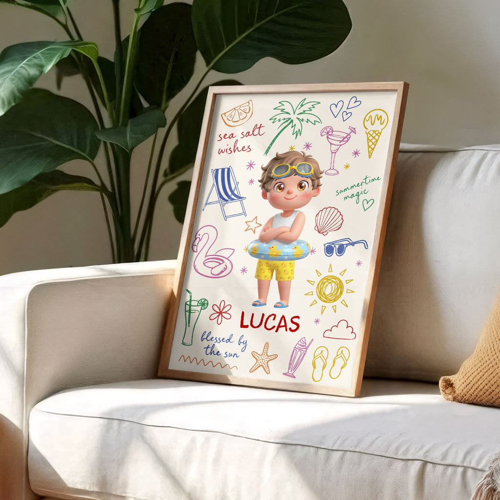 Personalized Coastal Kids Art Custom Name Vertical Poster Poster GradoCreations