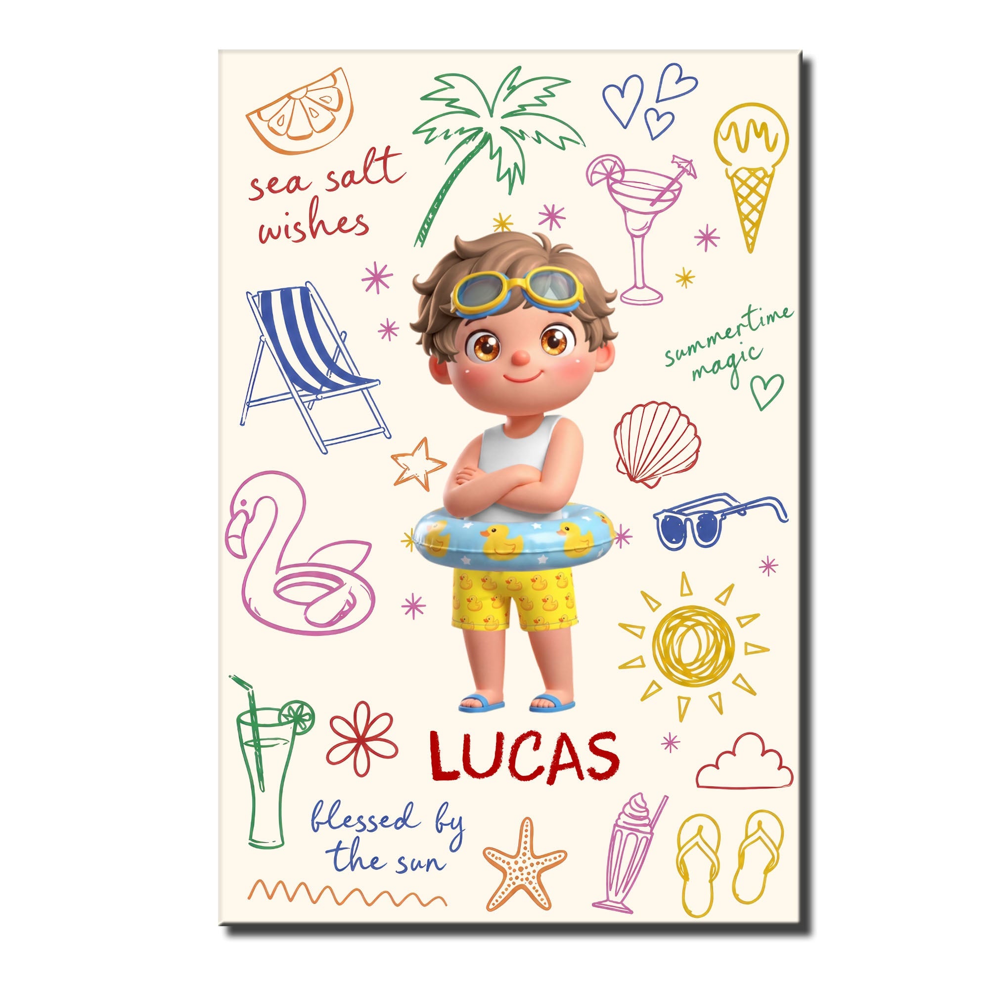 Personalized Coastal Kids Art Custom Name Vertical Poster Poster GradoCreations