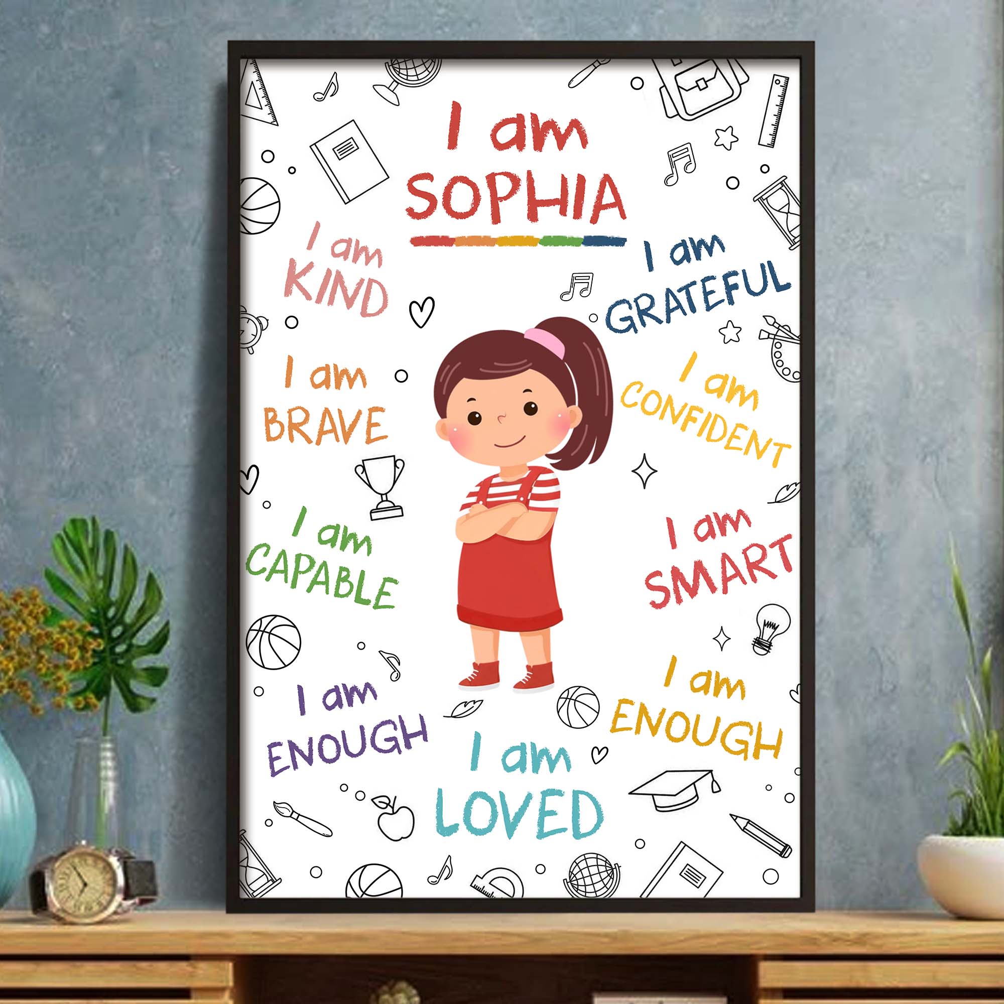Personalized Affirmation Poster Custom Name Gift for Kids Poster GradoCreations