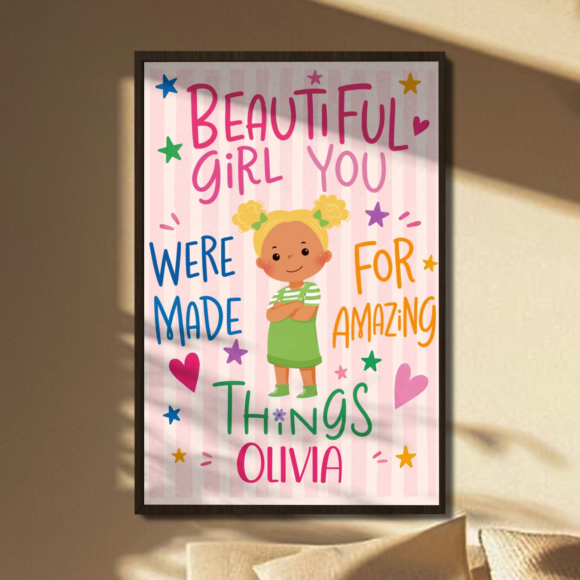 Personalized Vertical Poster Custom Name Gift for Kids Stars Hearts Poster GradoCreations