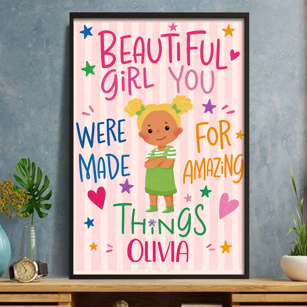 Personalized Vertical Poster Custom Name Gift for Kids Stars Hearts Poster GradoCreations