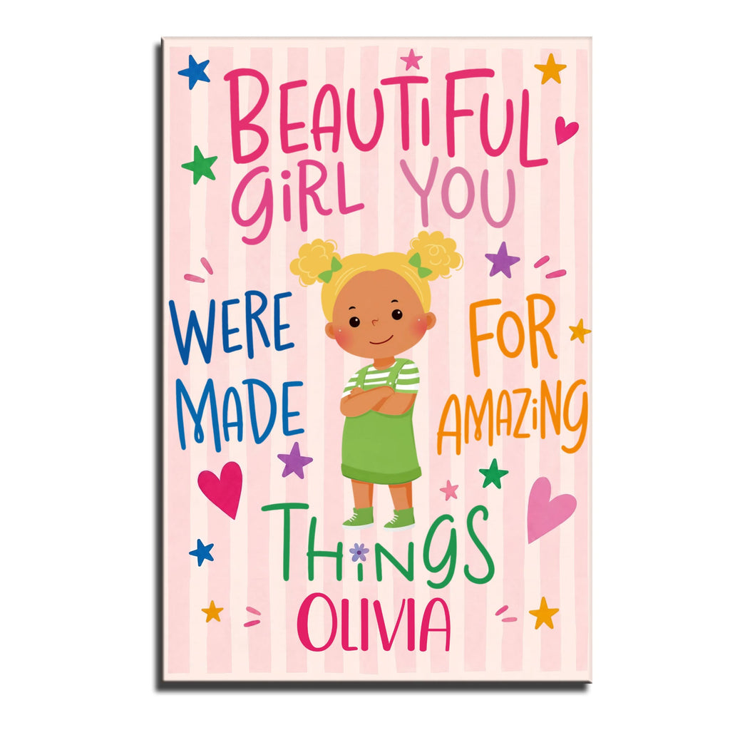 Personalized Vertical Poster Custom Name Gift for Kids Stars Hearts Poster GradoCreations