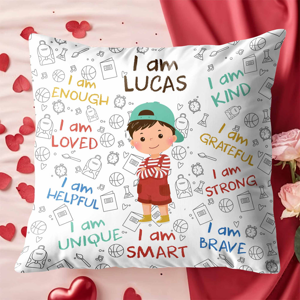 Personalized Kids Affirmation Pillow Custom Name Gift Decorative Pillow GradoCreations