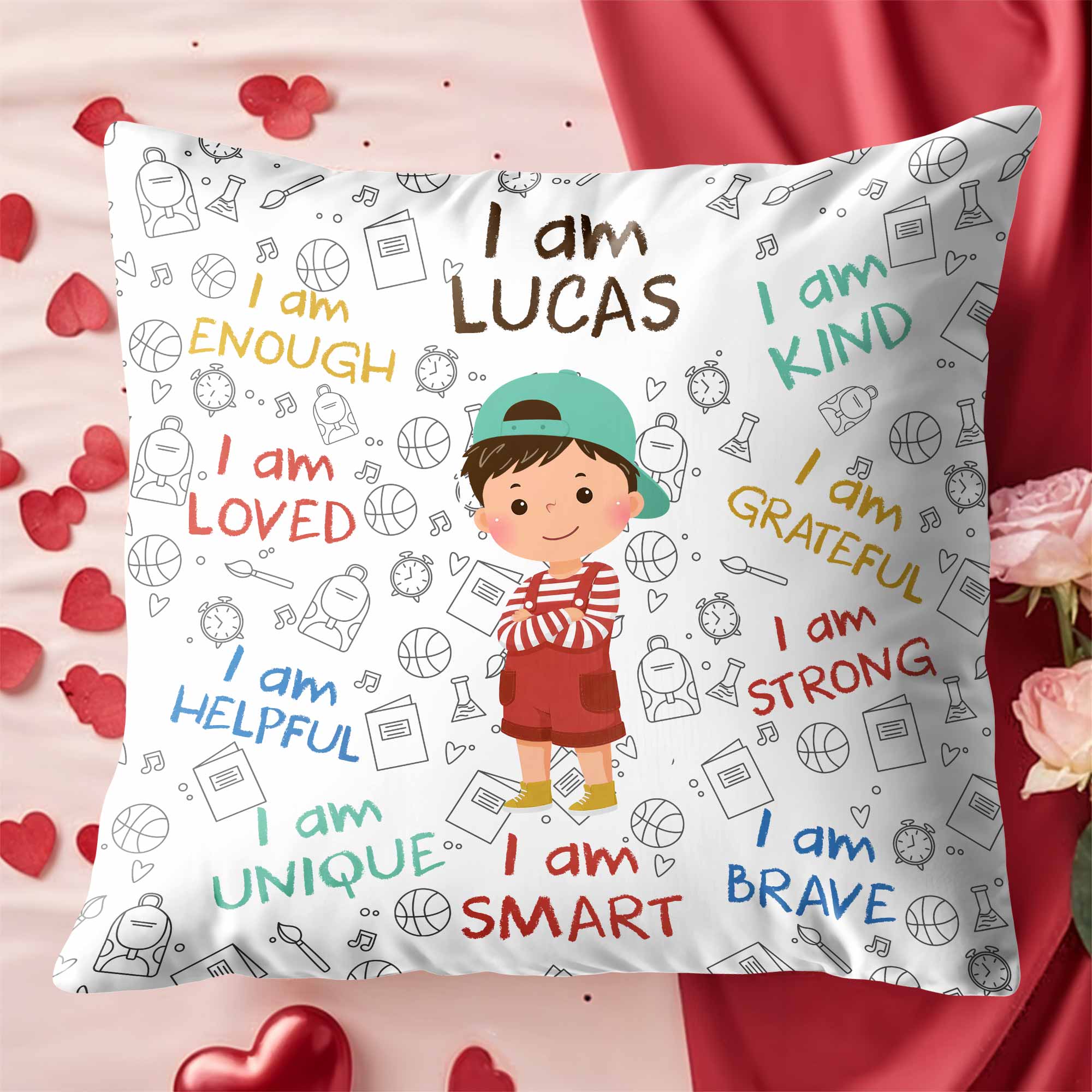 Personalized Kids Affirmation Pillow Custom Name Gift Decorative Pillow GradoCreations