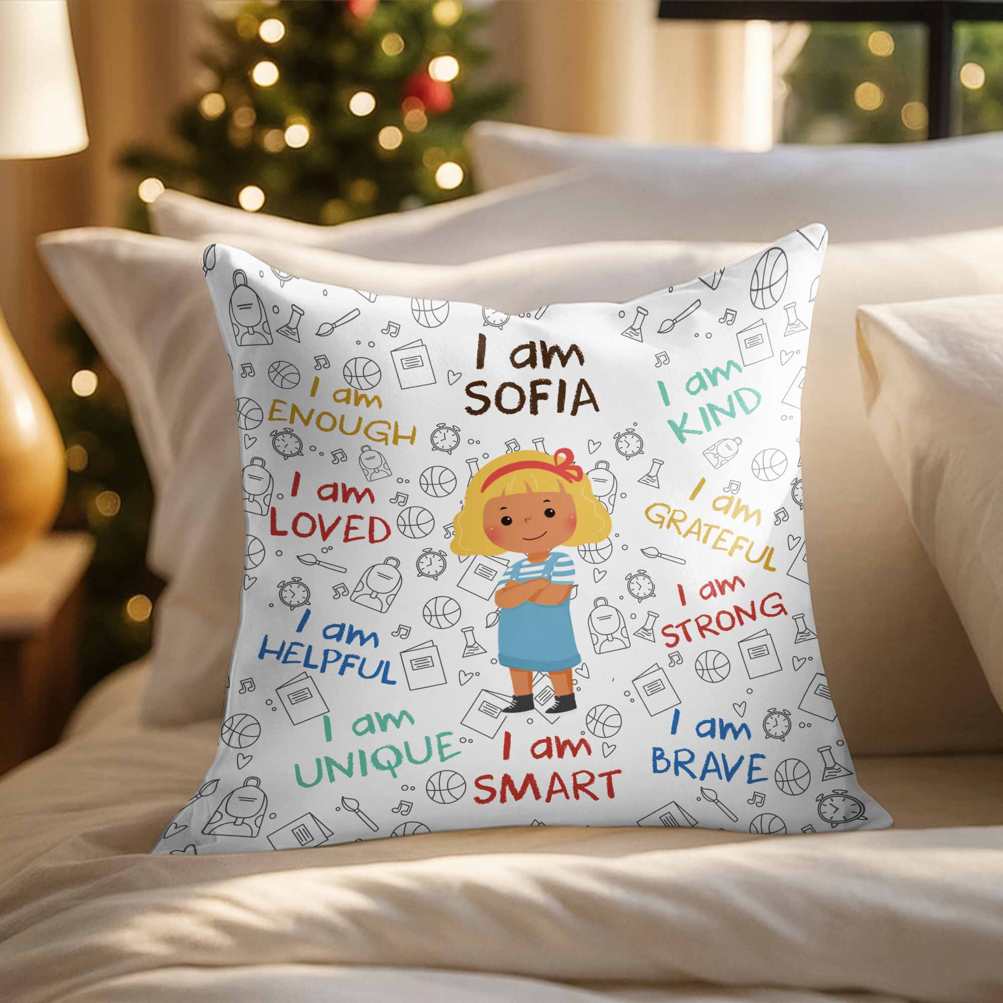 Personalized Kids Affirmation Pillow Custom Name Gift Decorative Pillow GradoCreations