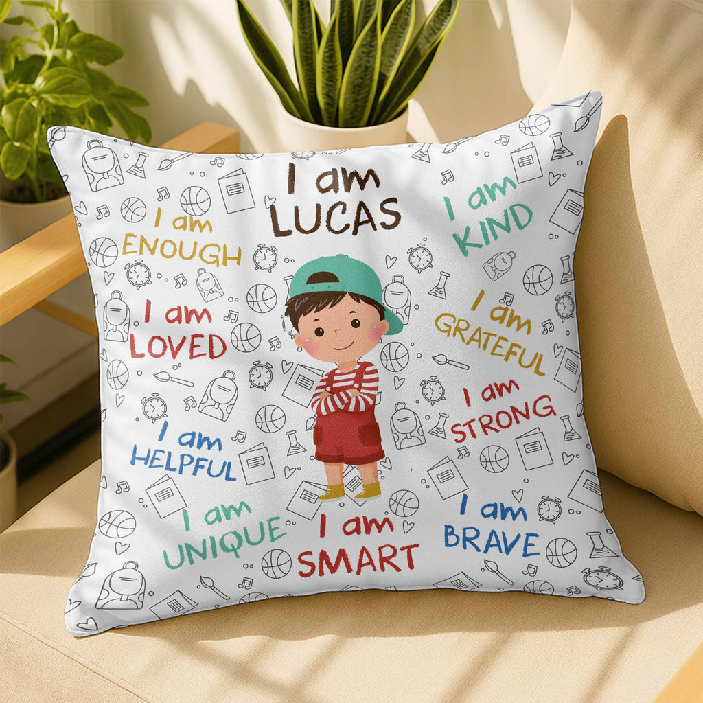 Personalized Kids Affirmation Pillow Custom Name Gift Decorative Pillow GradoCreations