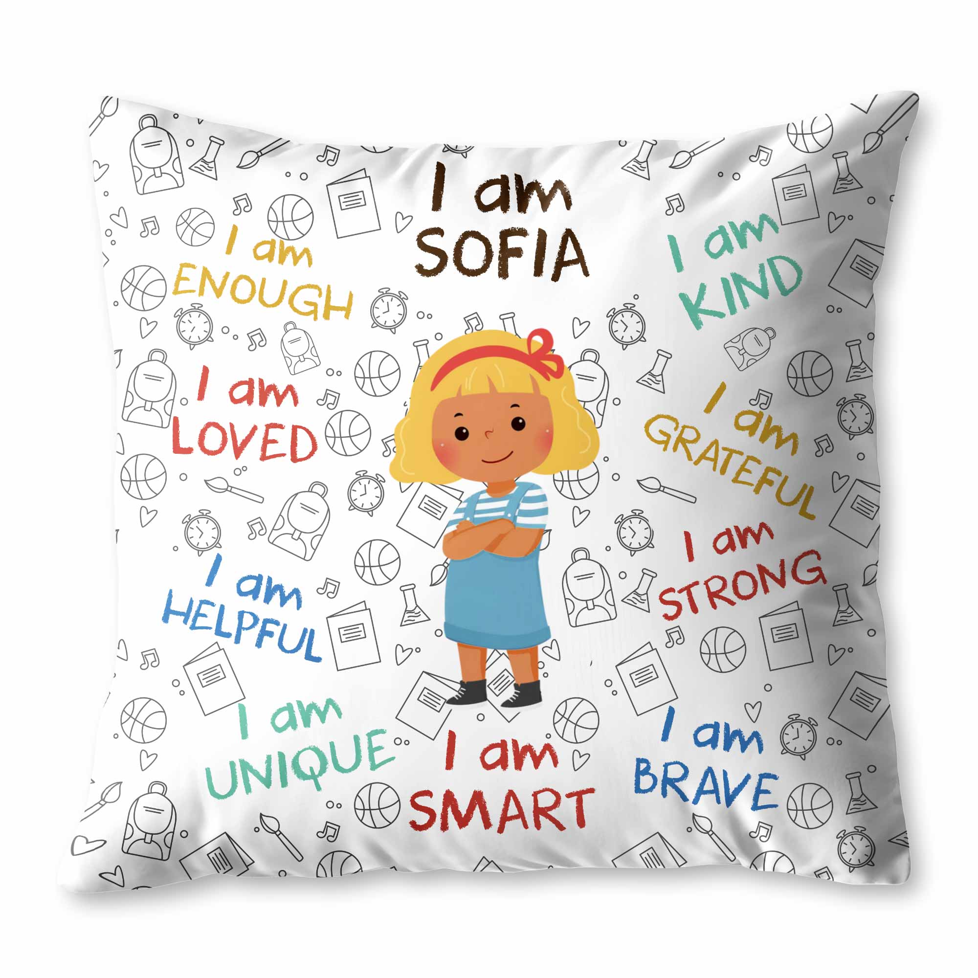 Personalized Kids Affirmation Pillow Custom Name Gift Decorative Pillow GradoCreations