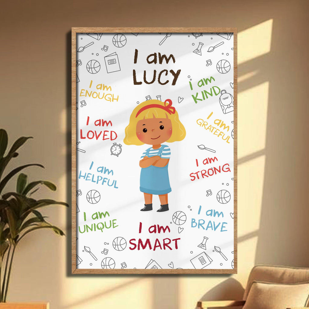 Personalized Affirmation Poster for Kids Cute Custom Art Poster GradoCreations
