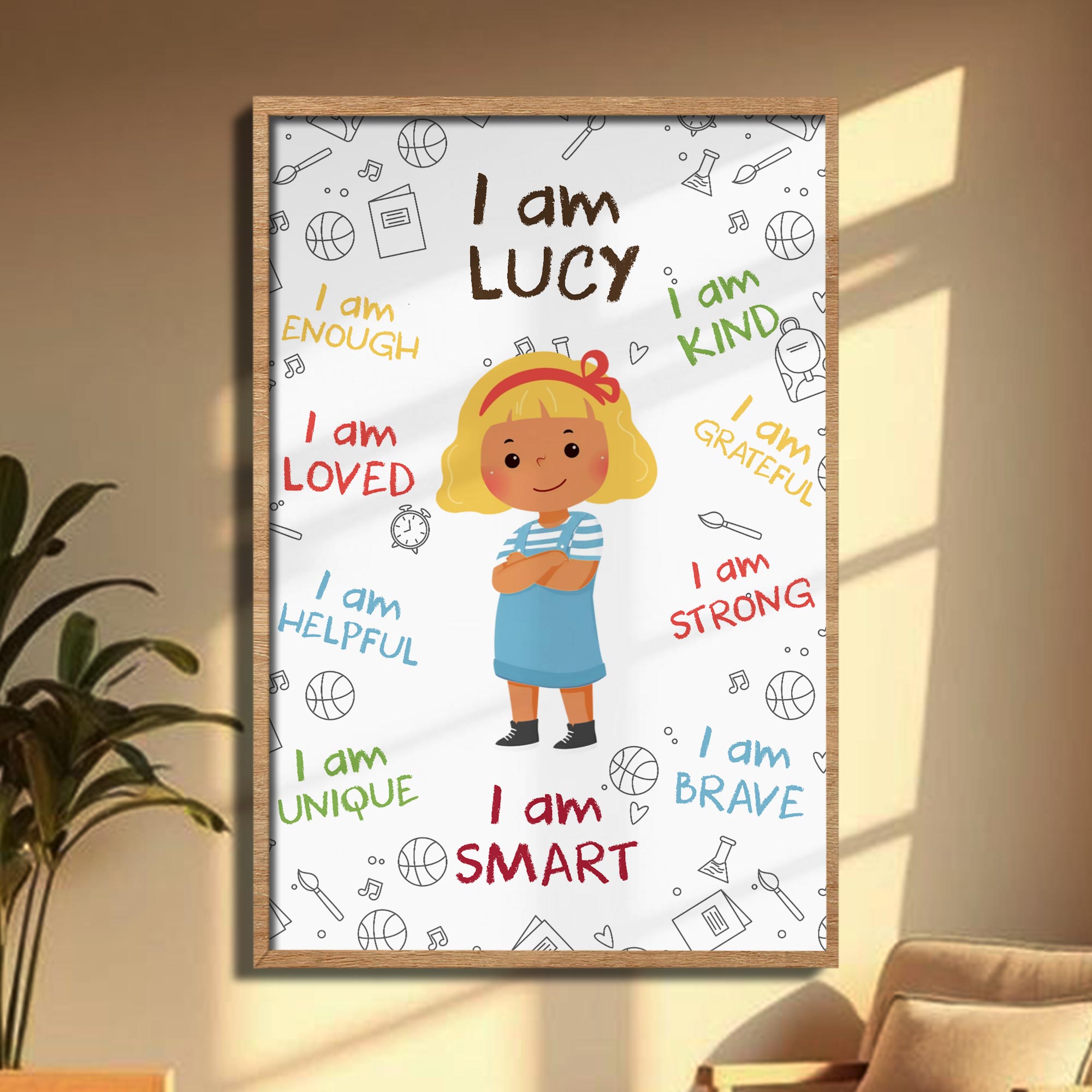Personalized Affirmation Poster for Kids Cute Custom Art Poster GradoCreations