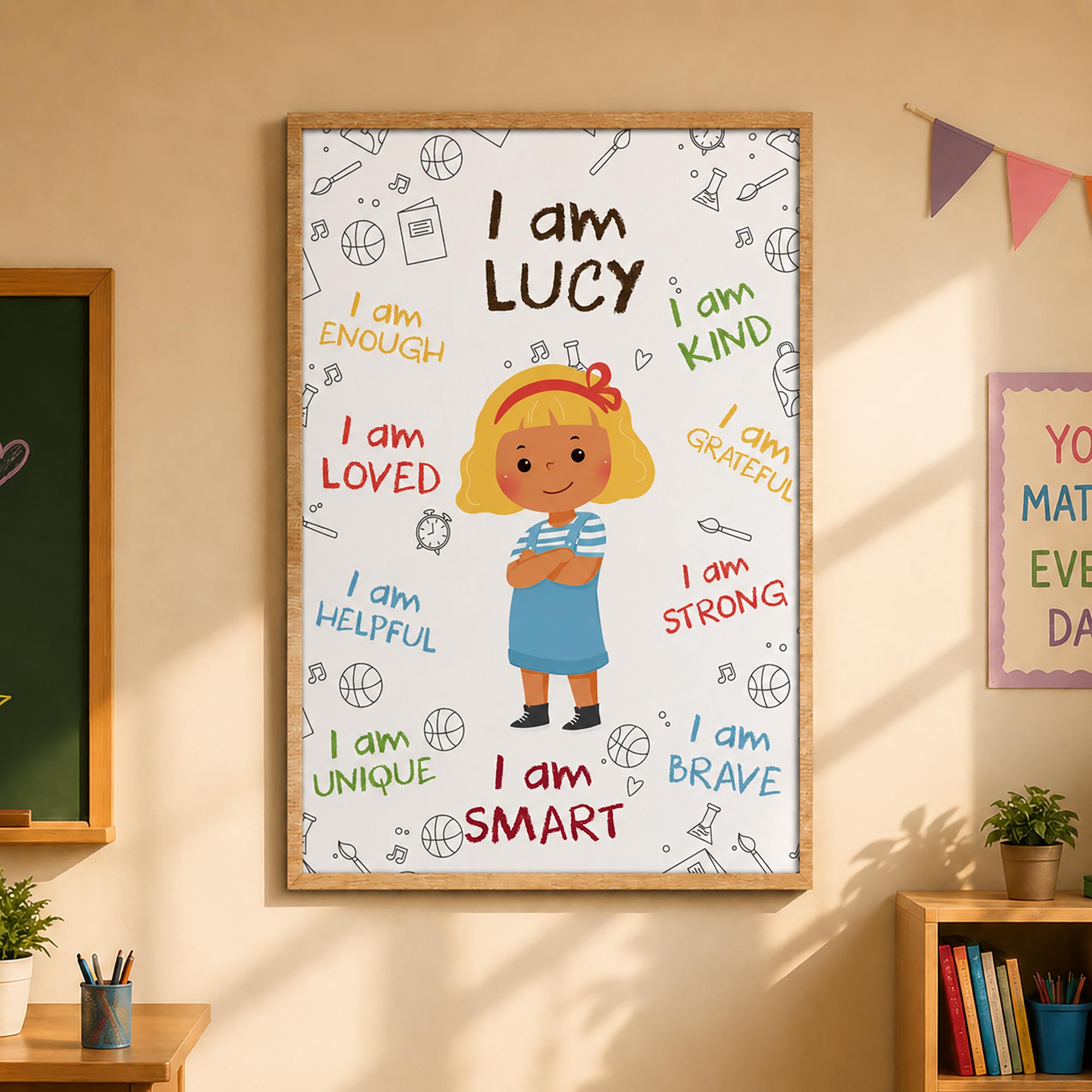 Personalized Affirmation Poster for Kids Cute Custom Art Poster GradoCreations