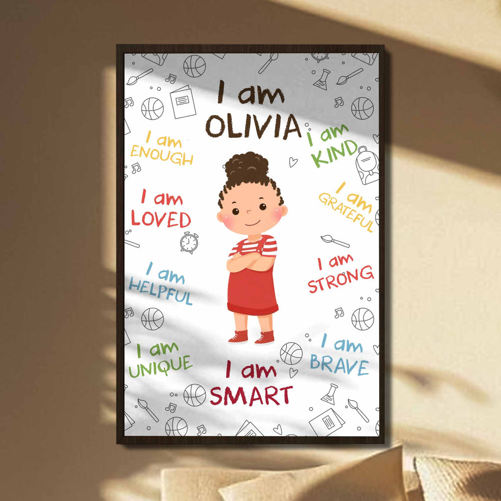 Personalized Affirmation Poster for Kids Cute Custom Art Poster GradoCreations