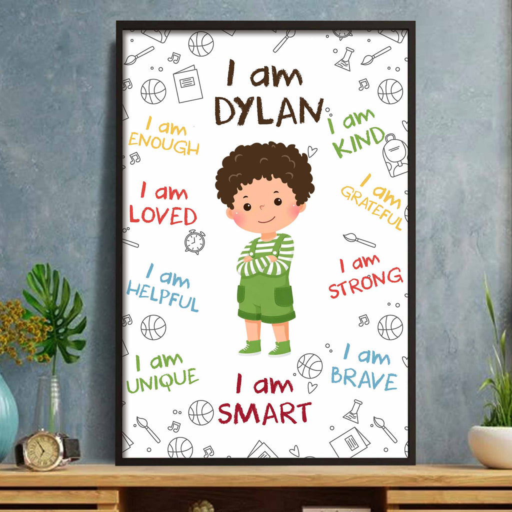 Personalized Affirmation Poster for Kids Cute Custom Art Poster GradoCreations