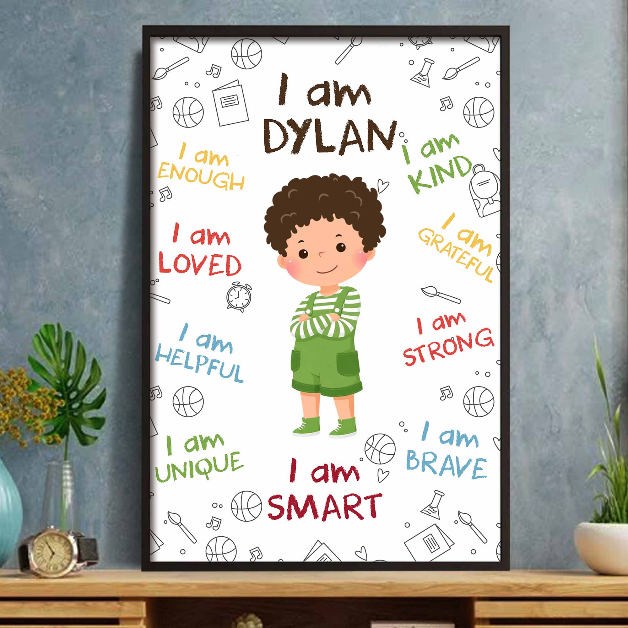 Personalized Affirmation Poster for Kids Cute Custom Art Poster GradoCreations