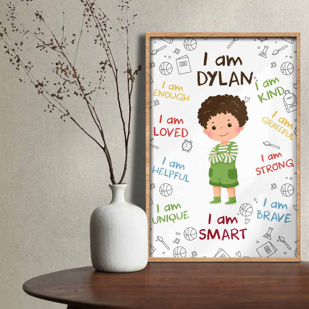 Personalized Affirmation Poster for Kids Cute Custom Art Poster GradoCreations
