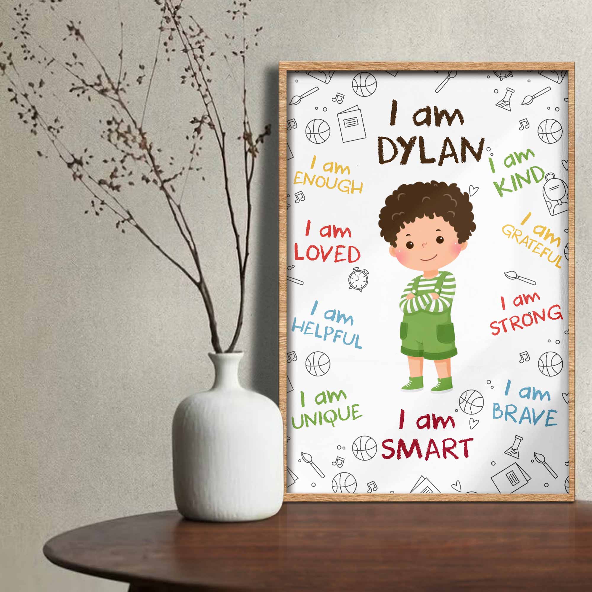 Personalized Affirmation Poster for Kids Cute Custom Art Poster GradoCreations