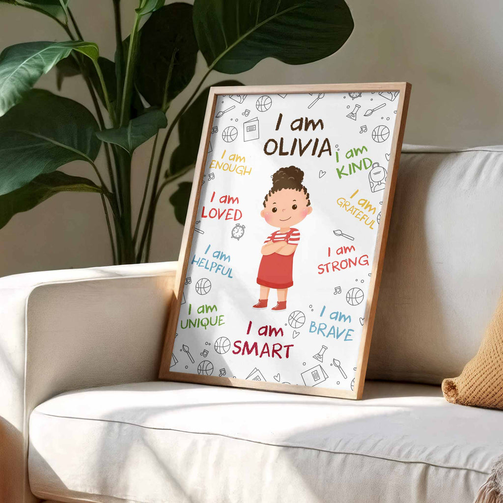 Personalized Affirmation Poster for Kids Cute Custom Art Poster GradoCreations