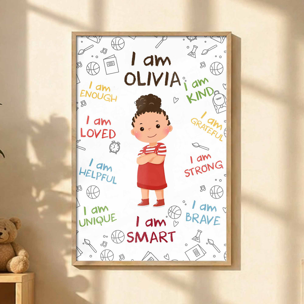 Personalized Affirmation Poster for Kids Cute Custom Art Poster GradoCreations