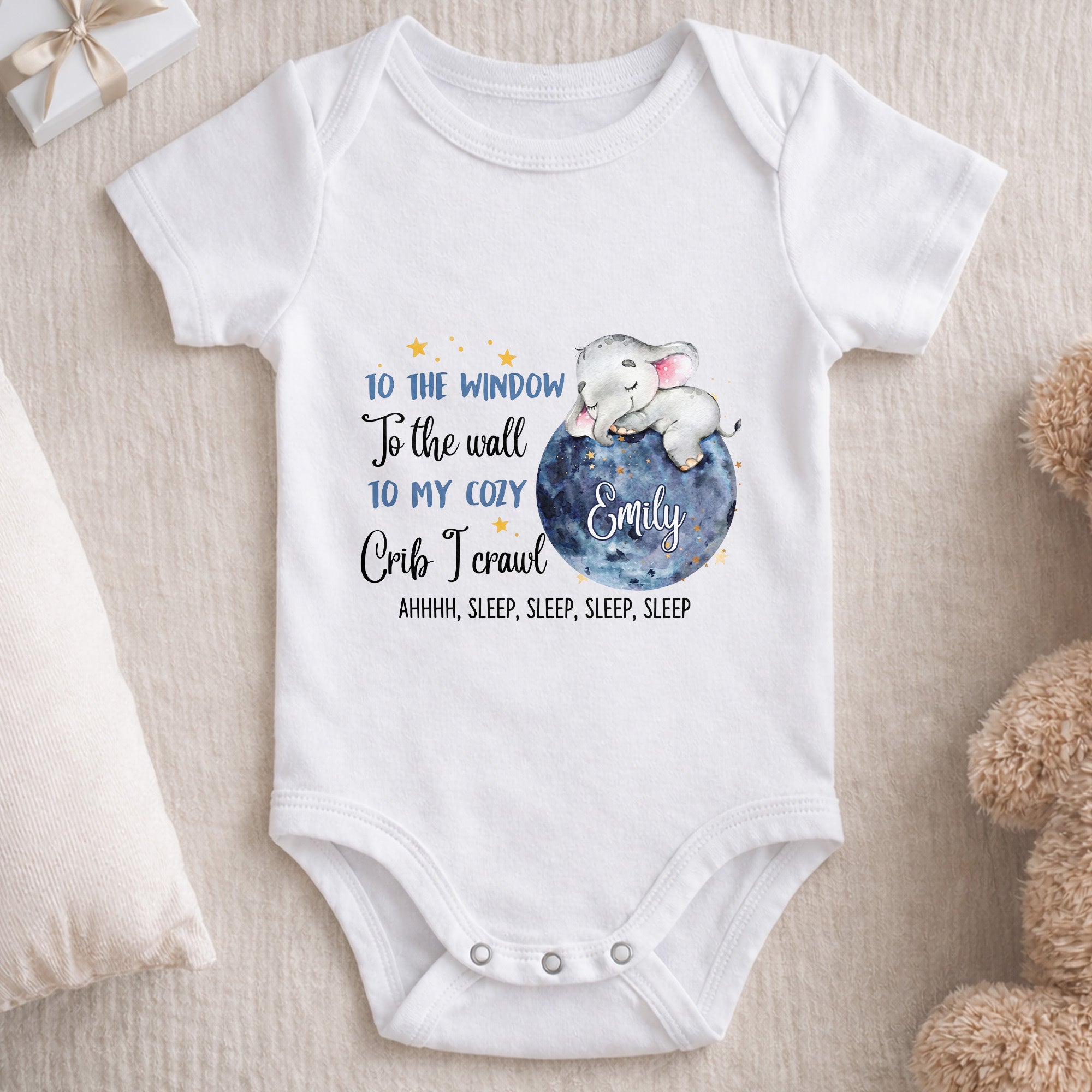 Personalized Custom Baby Onesie Cute Elephant Moon Gift Baby Onesie GradoCreations