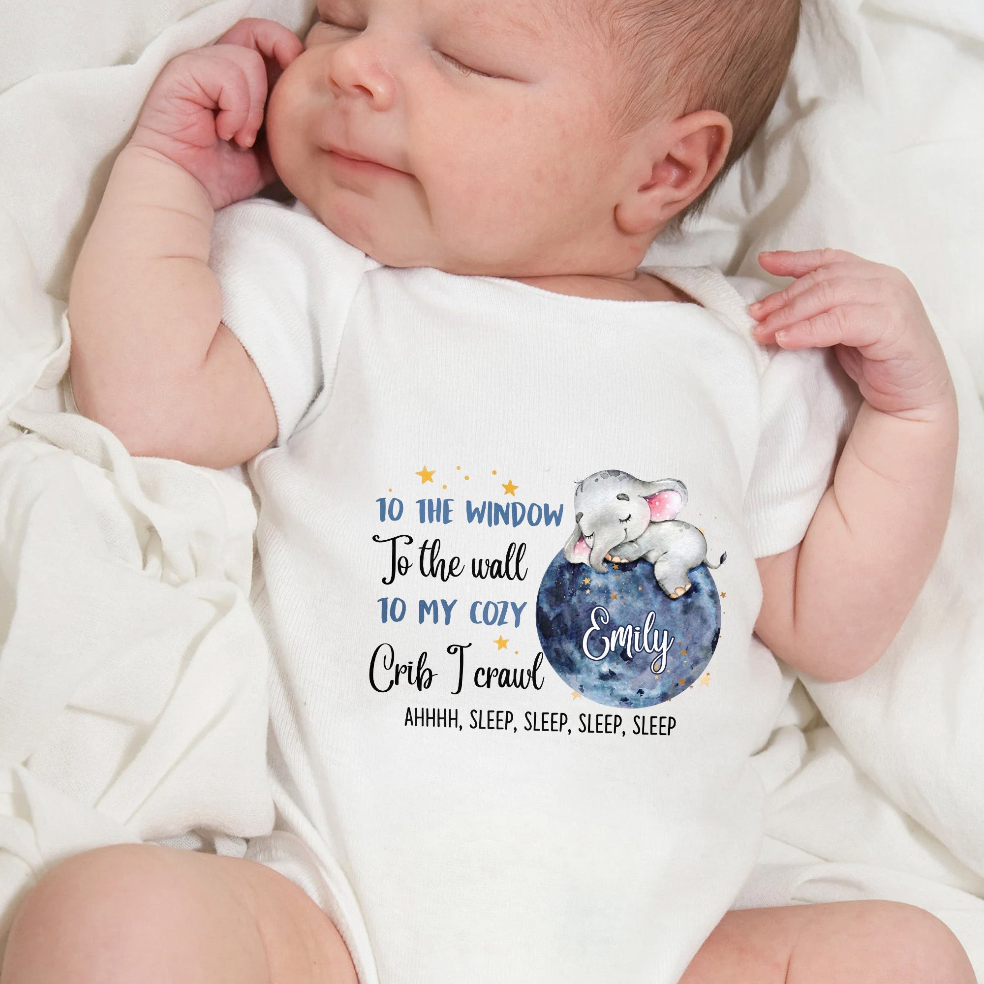 Personalized Custom Baby Onesie Cute Elephant Moon Gift Baby Onesie GradoCreations