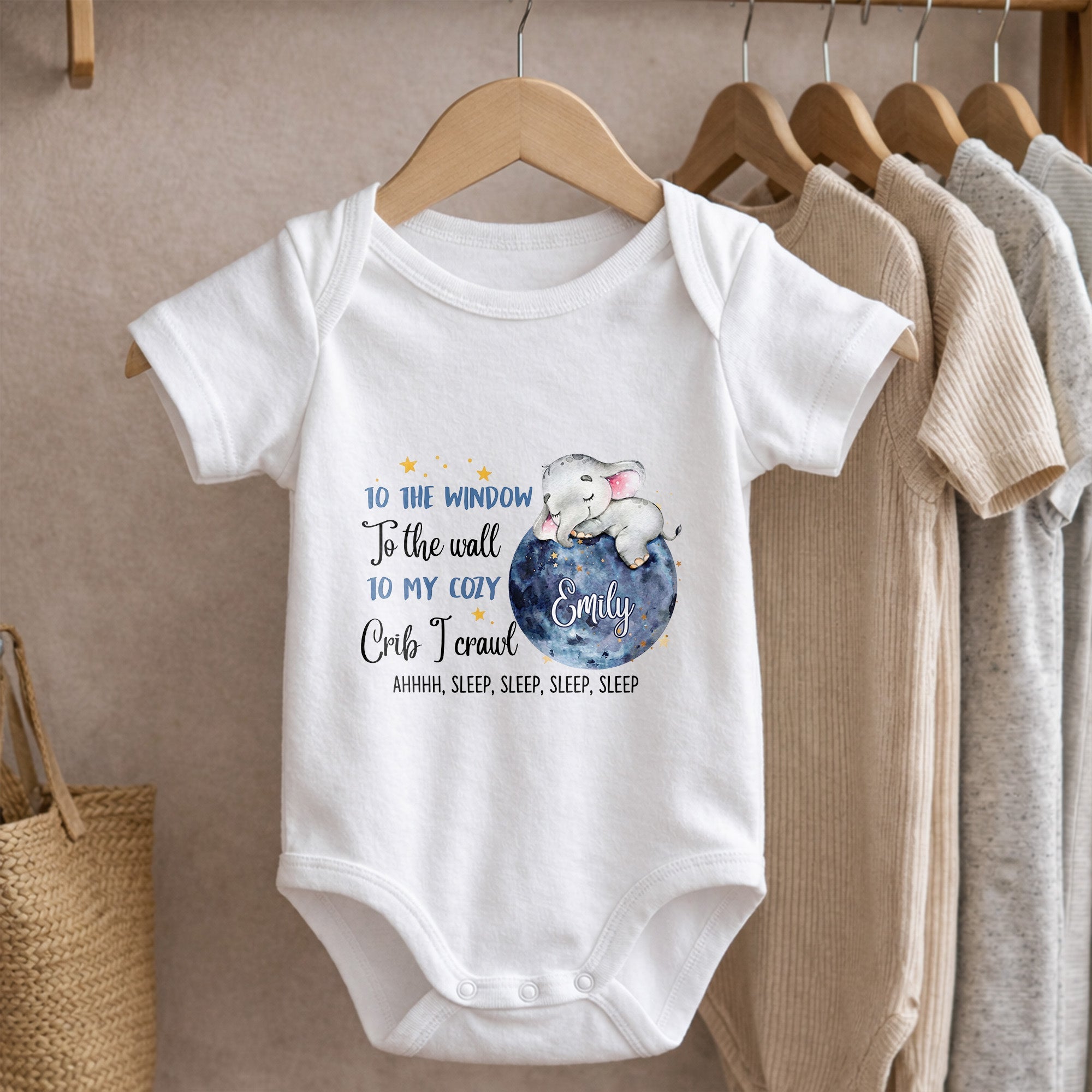 Personalized Custom Baby Onesie Cute Elephant Moon Gift Baby Onesie GradoCreations