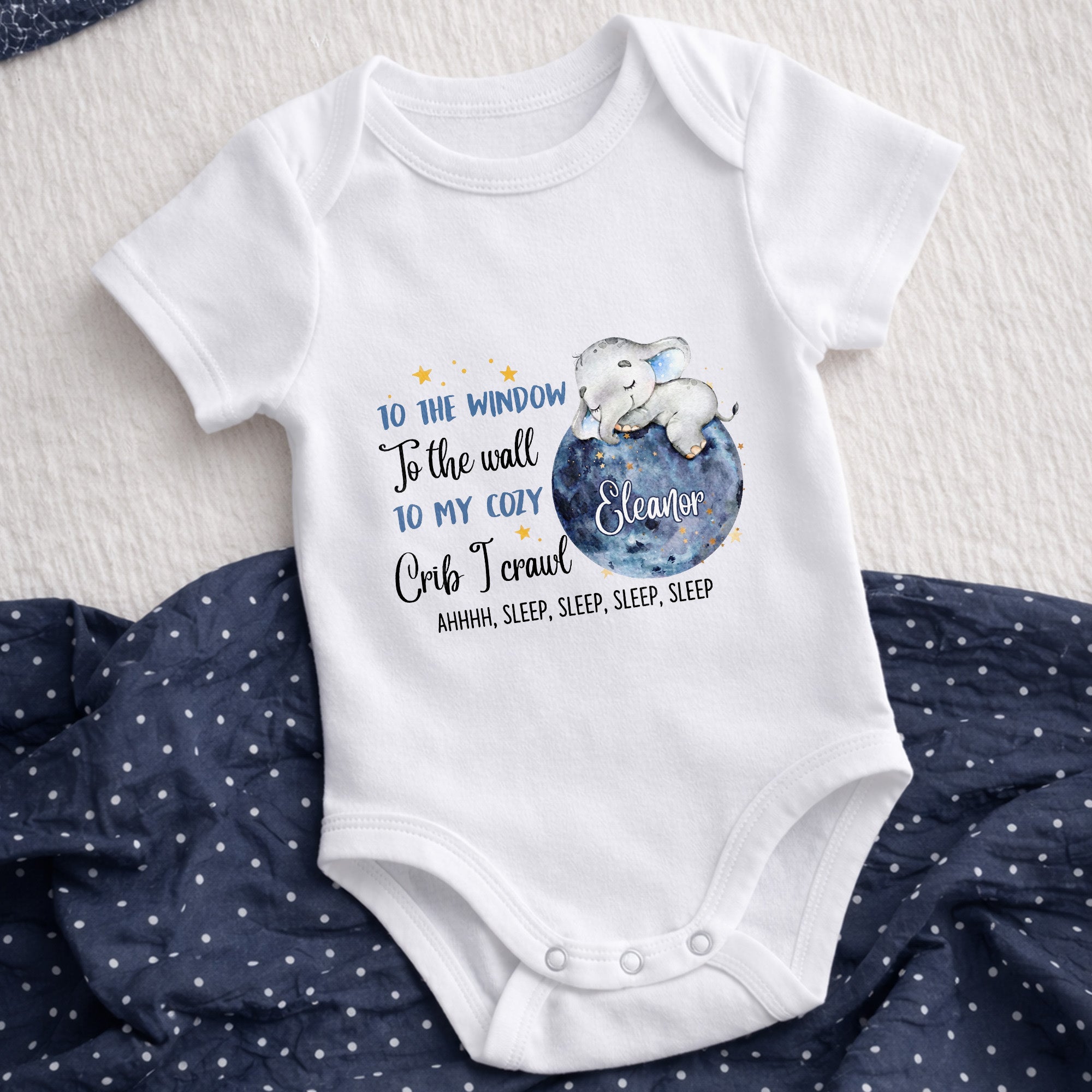 Personalized Custom Baby Onesie Cute Elephant Moon Gift Baby Onesie GradoCreations