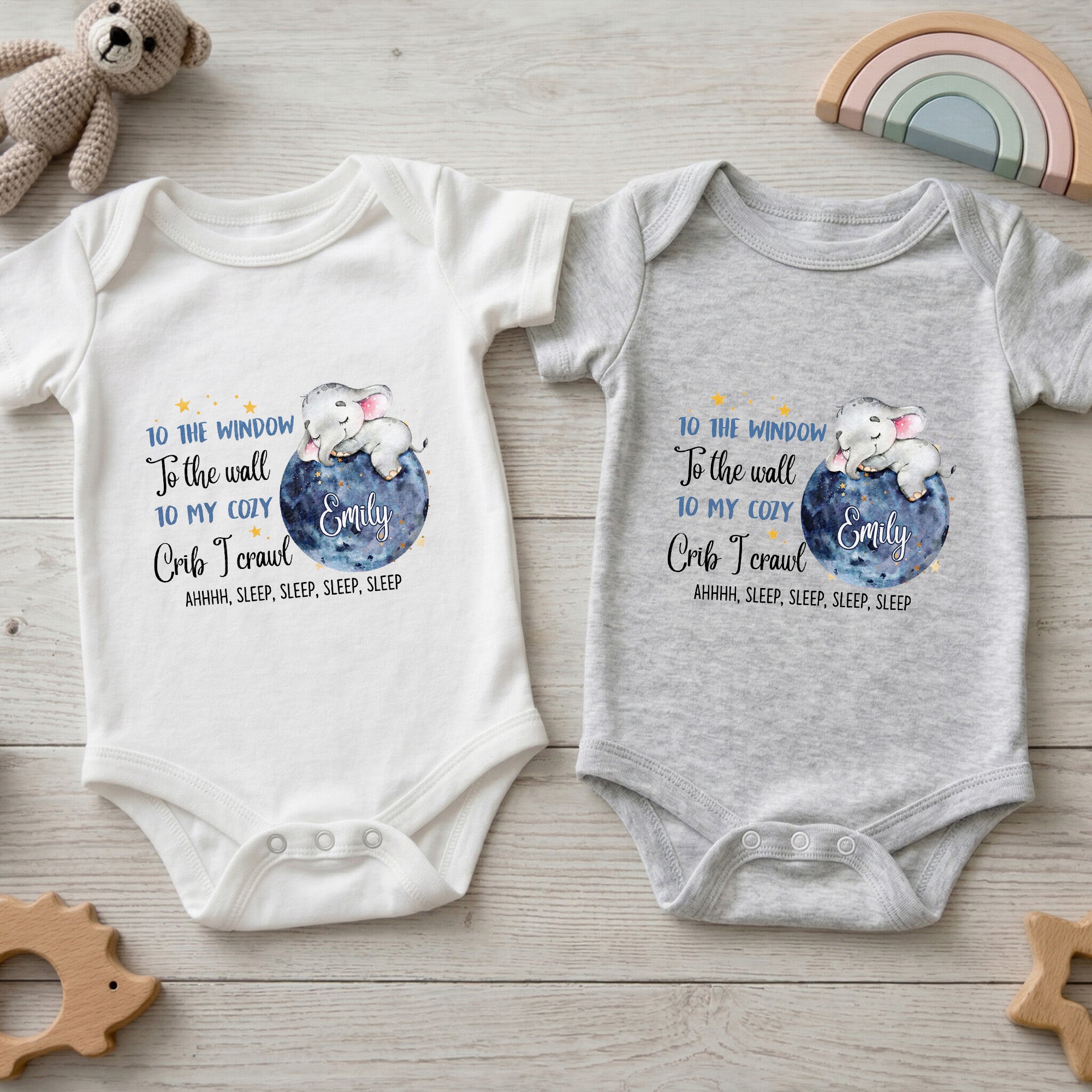 Personalized Custom Baby Onesie Cute Elephant Moon Gift Baby Onesie GradoCreations
