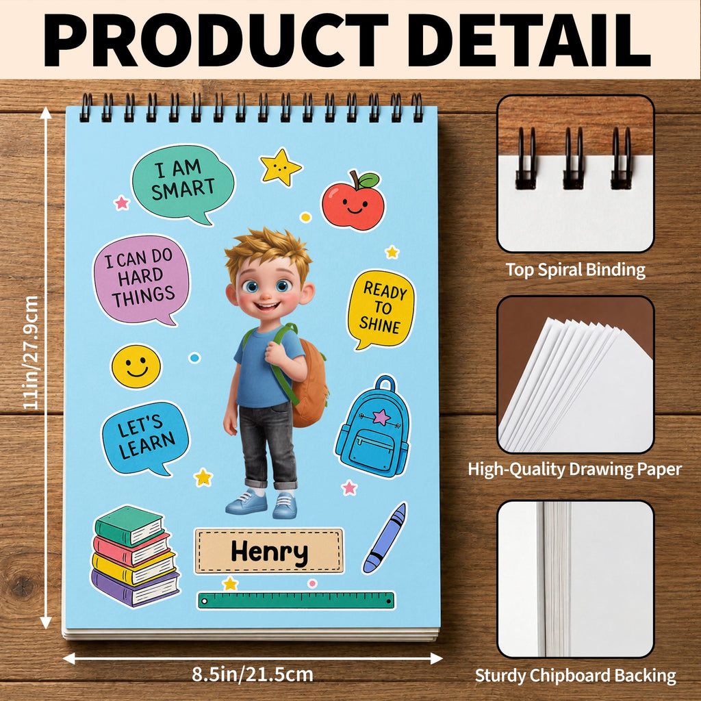 Personalized Sketch Book Custom Name Gift for Boys Kids Sketch Book GradoCreations