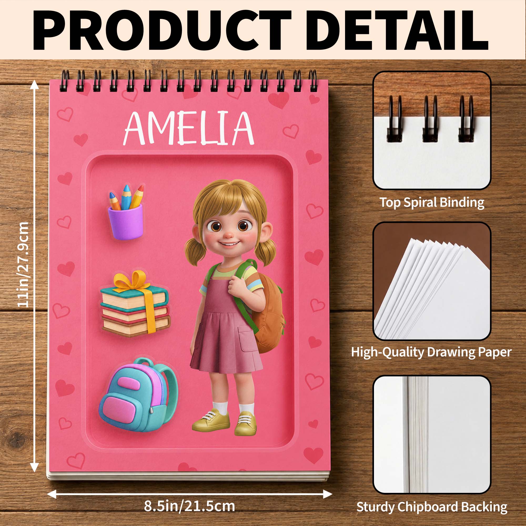 Personalized Sketch Book Custom Name Gift for Students Sketch Book GradoCreations