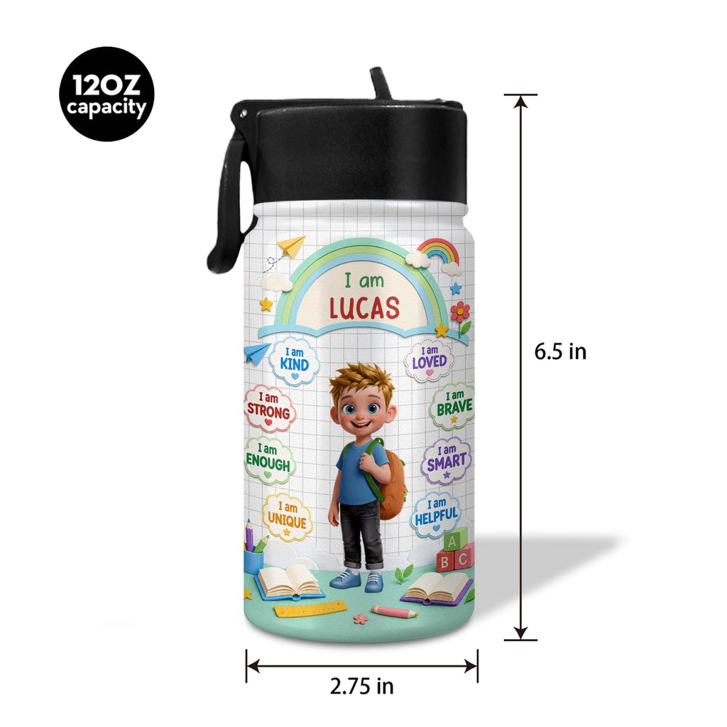 Personalized Kids Water Bottle Custom Name Straw Lid Gift Kid Water Bottle GradoCreations