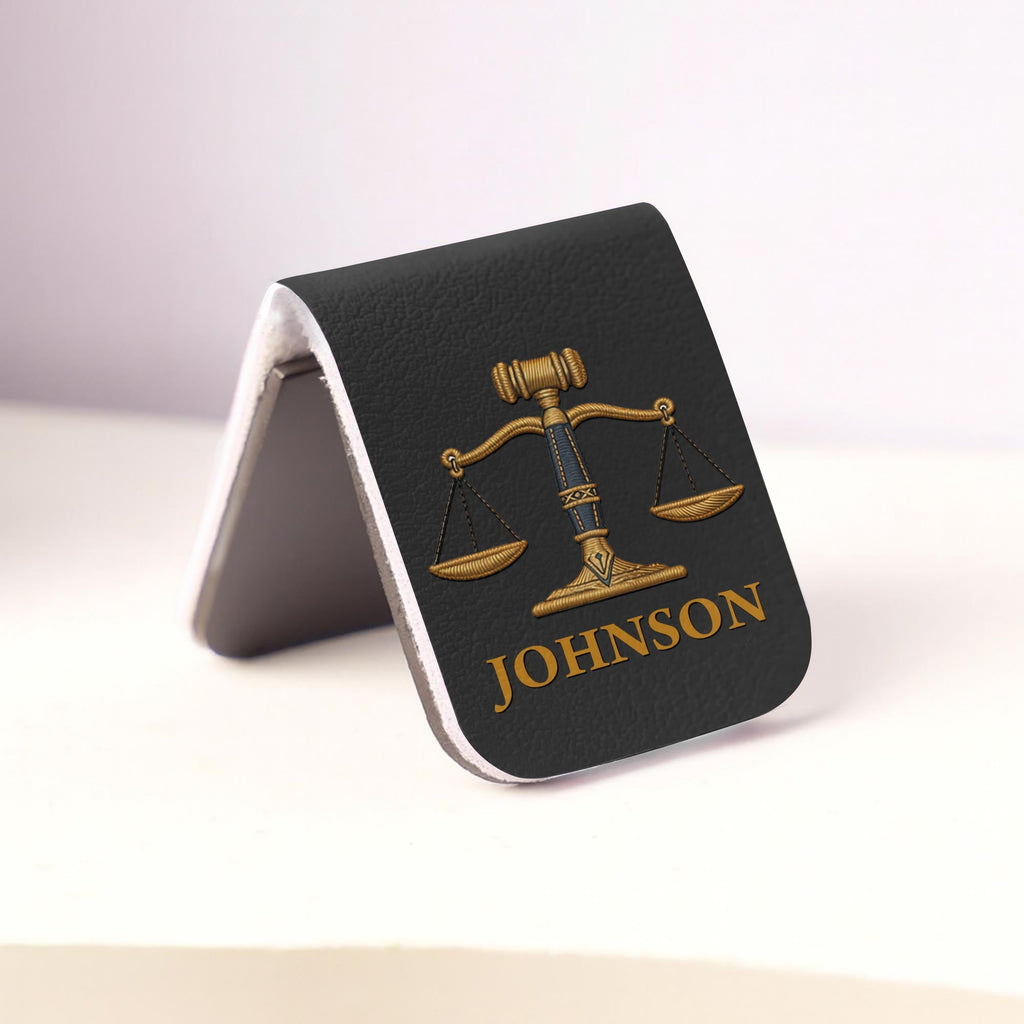 Personalized Leather Bookmark with Gavel and Justice Scales Leather Bookmark GradoCreations