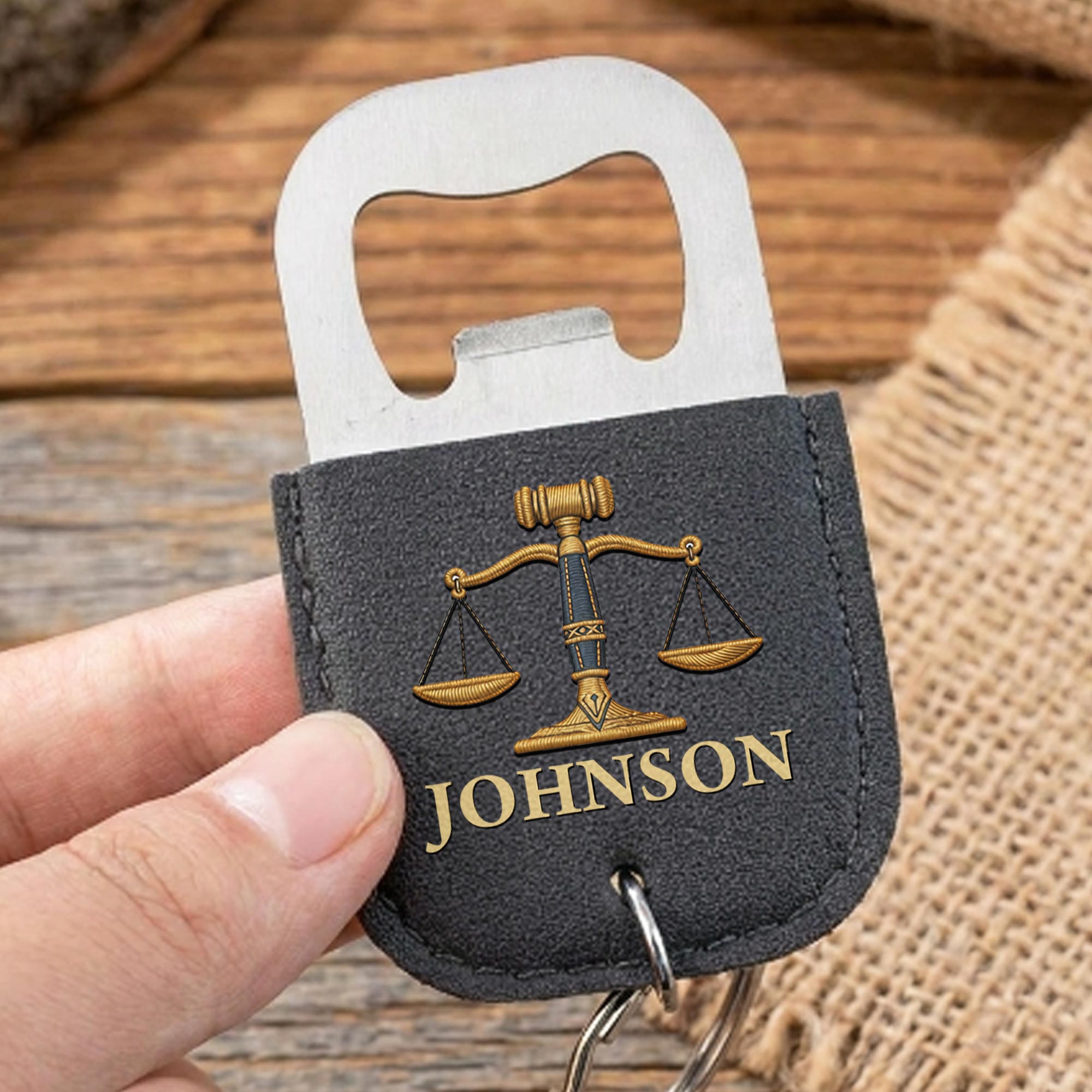 Personalized Leather Bottle Opener Keychain Custom Name Gift for Lawyers Leather Bottle Opener Keychain GradoCreations