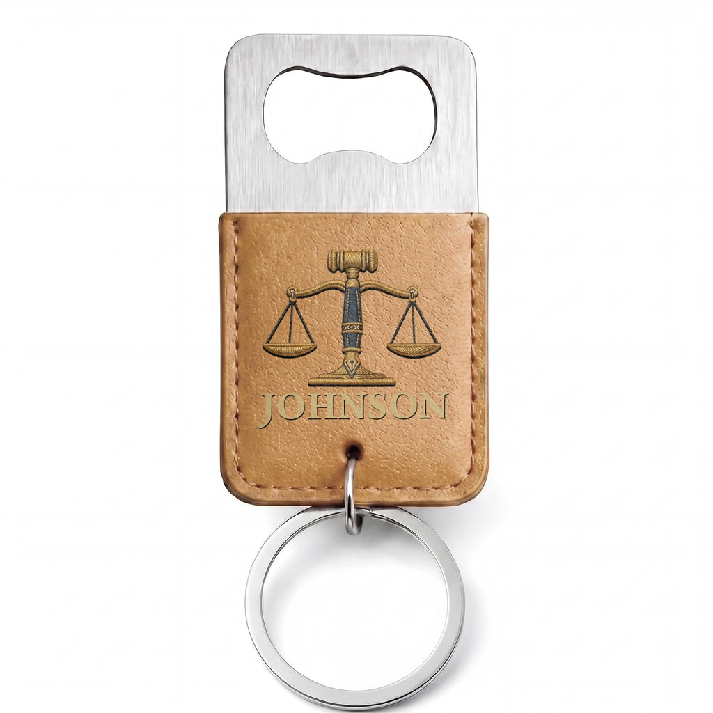 Personalized Leather Bottle Opener Keychain Custom Name Gift for Lawyers Leather Bottle Opener Keychain GradoCreations