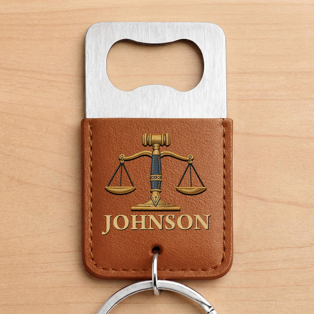 Personalized Leather Bottle Opener Keychain Custom Name Gift for Lawyers Leather Bottle Opener Keychain GradoCreations