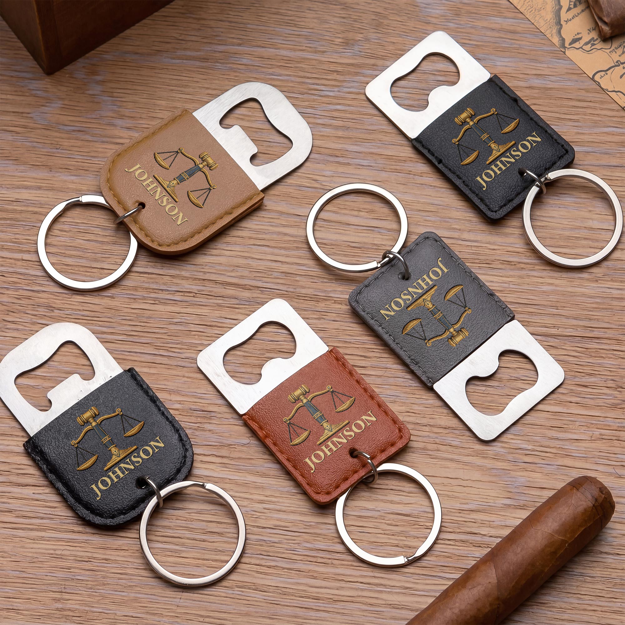 Personalized Leather Bottle Opener Keychain Custom Name Gift for Lawyers Leather Bottle Opener Keychain GradoCreations