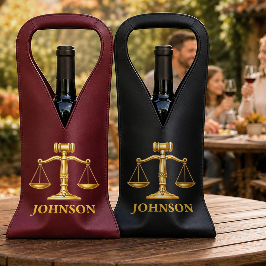 Personalized Leather Wine Bag Custom Name Gift for Lawyer Leather Wine Bag GradoCreations