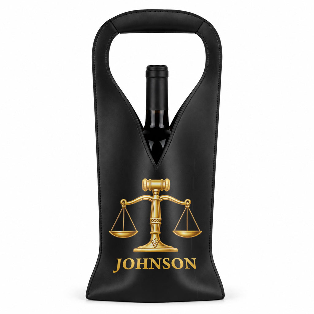 Personalized Leather Wine Bag Custom Name Gift for Lawyer Leather Wine Bag GradoCreations